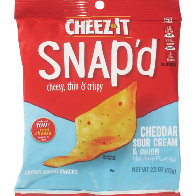 Cheez-It Snap'd Cheesy Baked Snacks, Cheddar Sour Cream-Onion (2.2 oz)