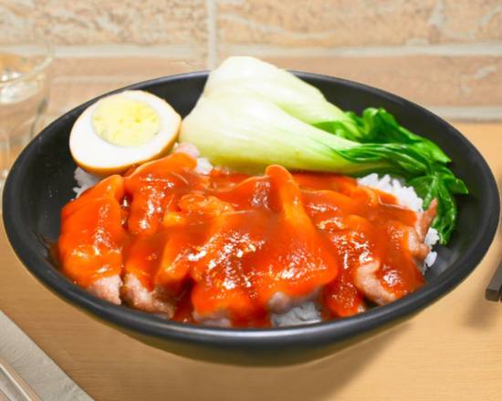 japanese pork cutlet with tomato sauce on rice (katsudon)茄汁猪排饭