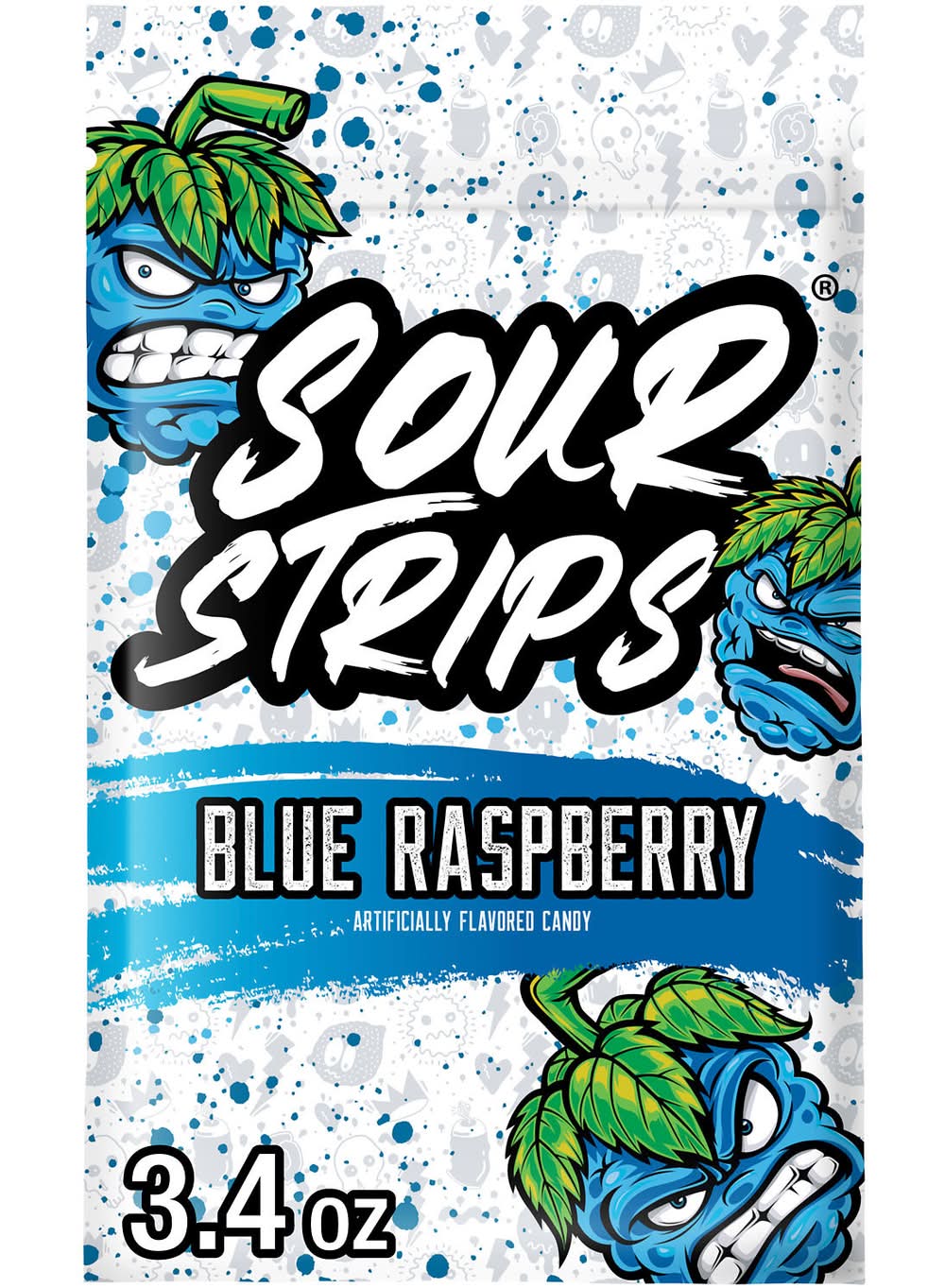 Sour Strips Belts Candy, Blue Raspberry (3.4 oz)