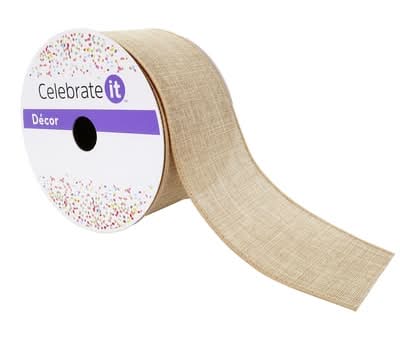 2.5" X 25Ft. Faux Linen Wired Ribbon By Celebrate It