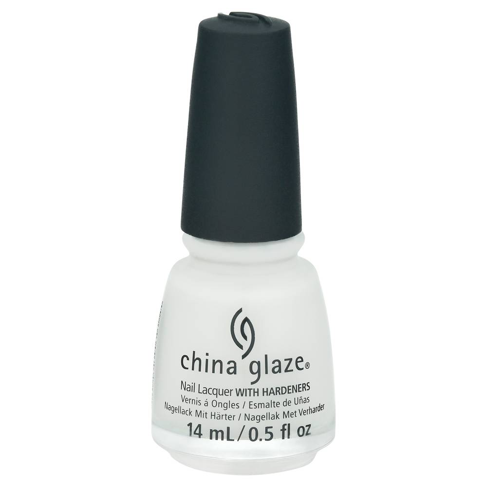 China Glaze Nail Lacquer With Hardeners, White on White (0.5 fl oz)