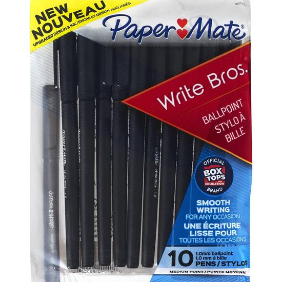 Papermate Black Capped Ball Point Pens, Black Ink, 10 ct