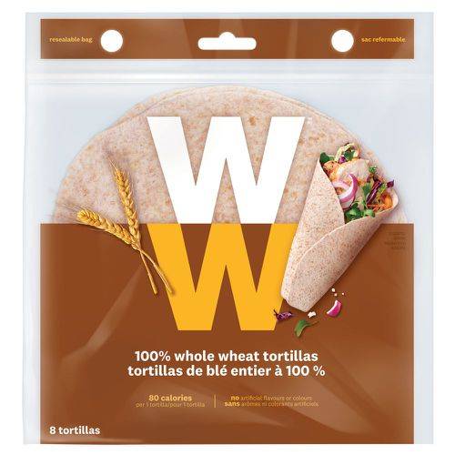 Weight Watchers 100% Whole Wheat Tortillas (8 units)