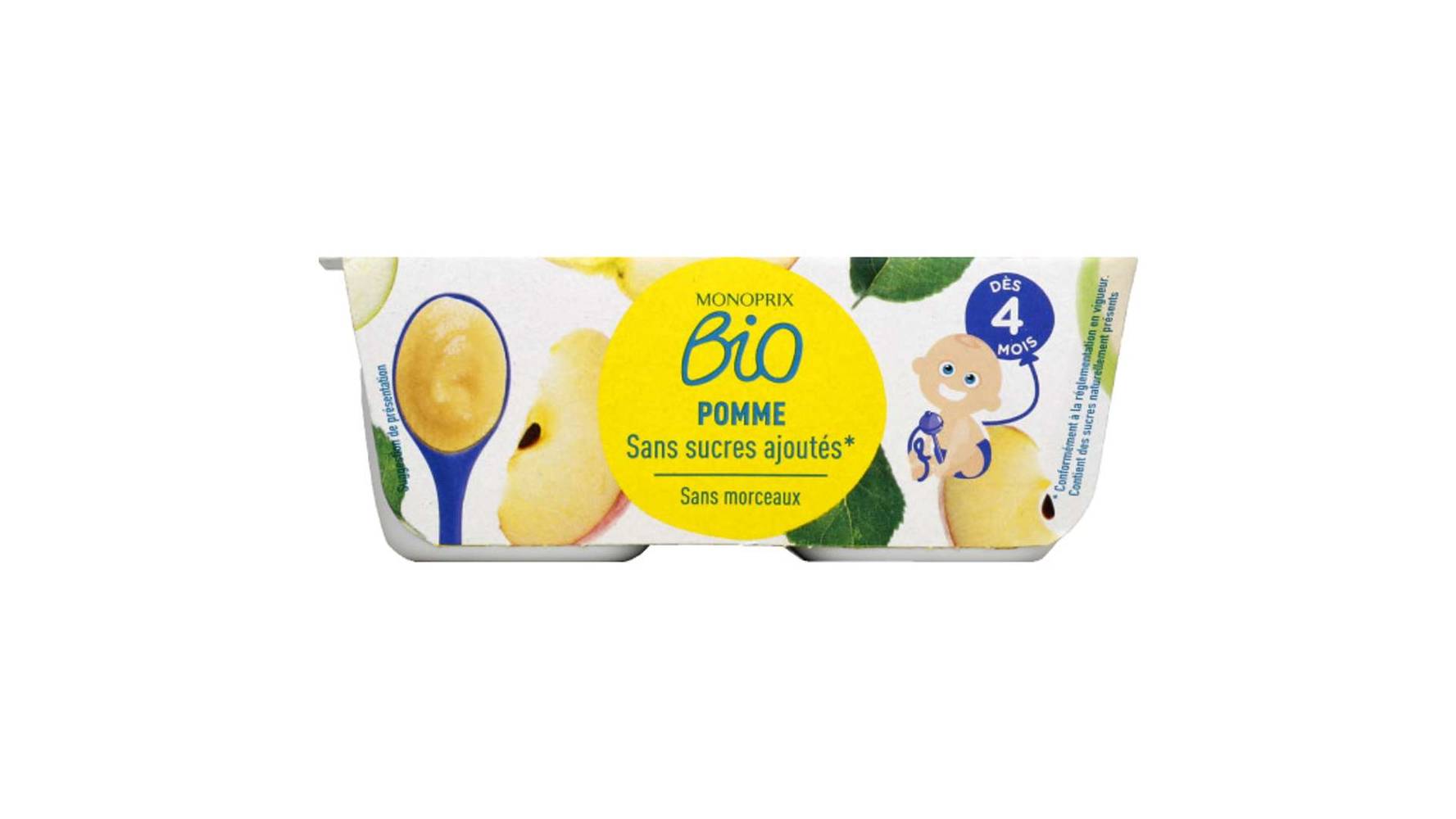 Monoprix Bio - Compote pomme pour bébé à partir de 4 mois, pomme (4)