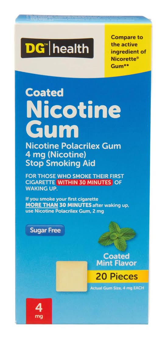 DG Health Nicotine Gum 4 mg, Coated Mint (20 ct)