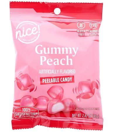 Nice! Peelable Gummy Candy, Peach (2.82 oz)