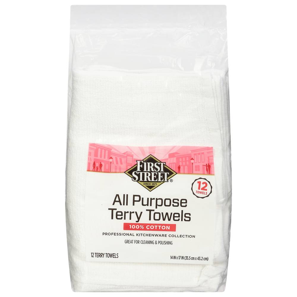 First Street All Purpose Terry Towels, 14x17 in (12 ct)