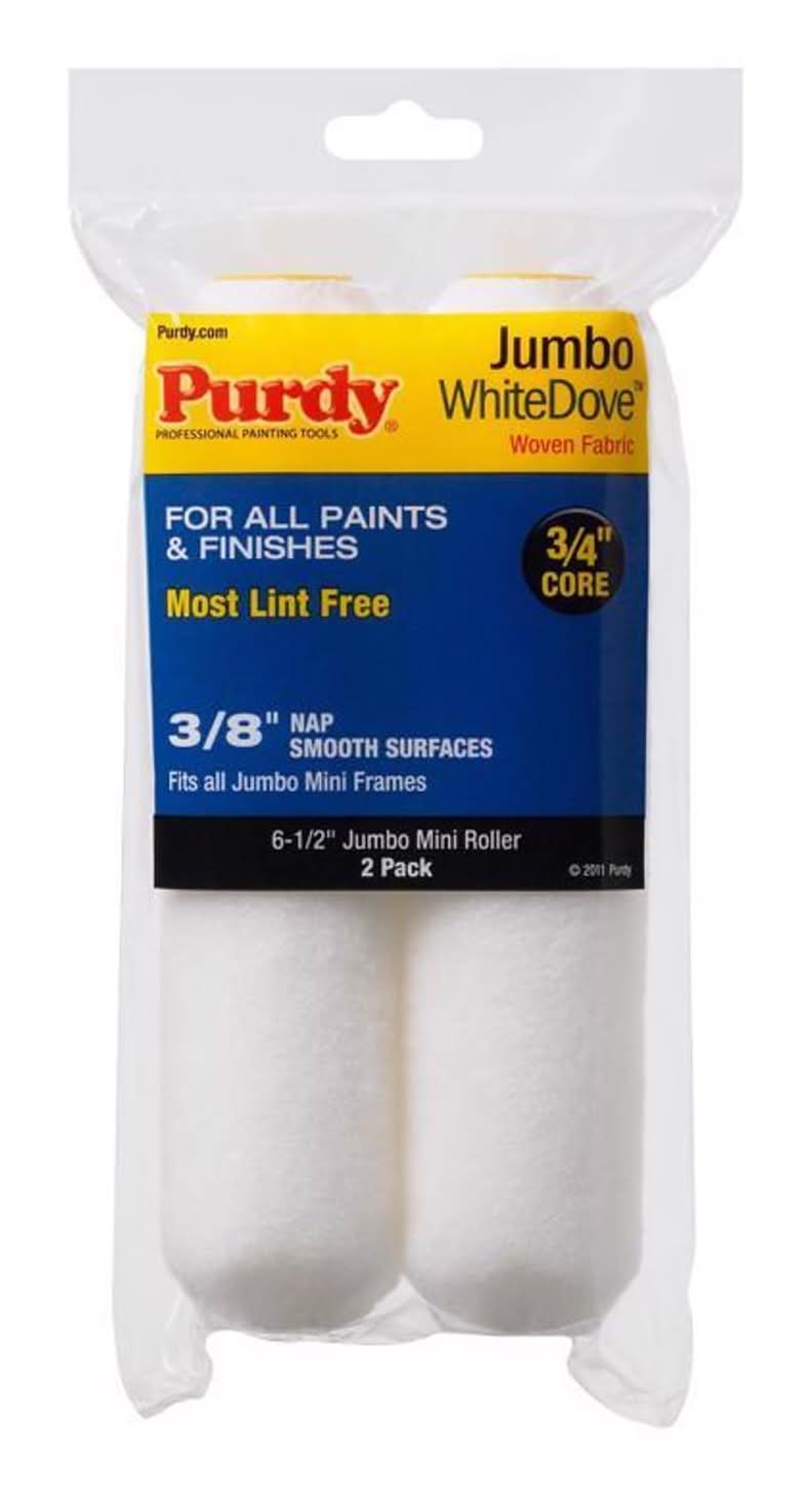 Purdy White Dove Woven Fabric 6.5 In. W X 3/8 In. Jumbo Mini Paint Roller Cover 2 Pk