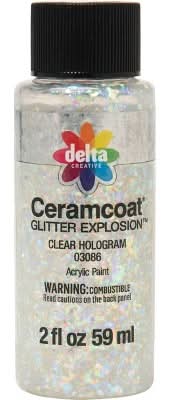 Delta Ceramcoat Glitter Explosion Acrylic Paint, Clear White (2 fl oz)