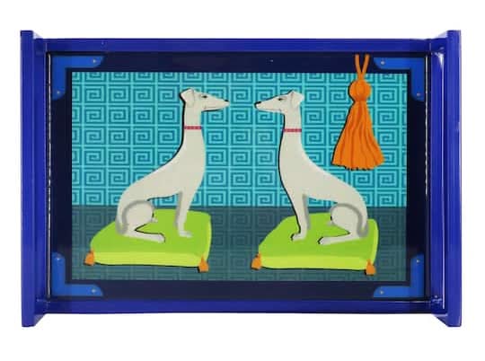 Jonathan Adler Greyhound Pair Metal Tray, 15 in