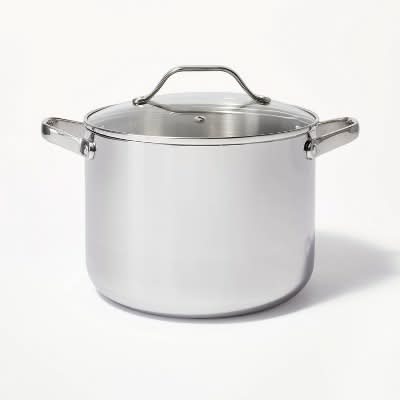 Figmint Stainless Steel Tall Stock Pot 8 Qt, Silver