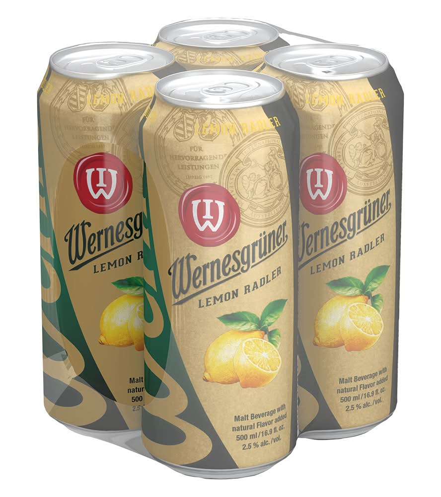 Wernesgruner Radler Beer, Lemon (4 x 16.9 fl oz)