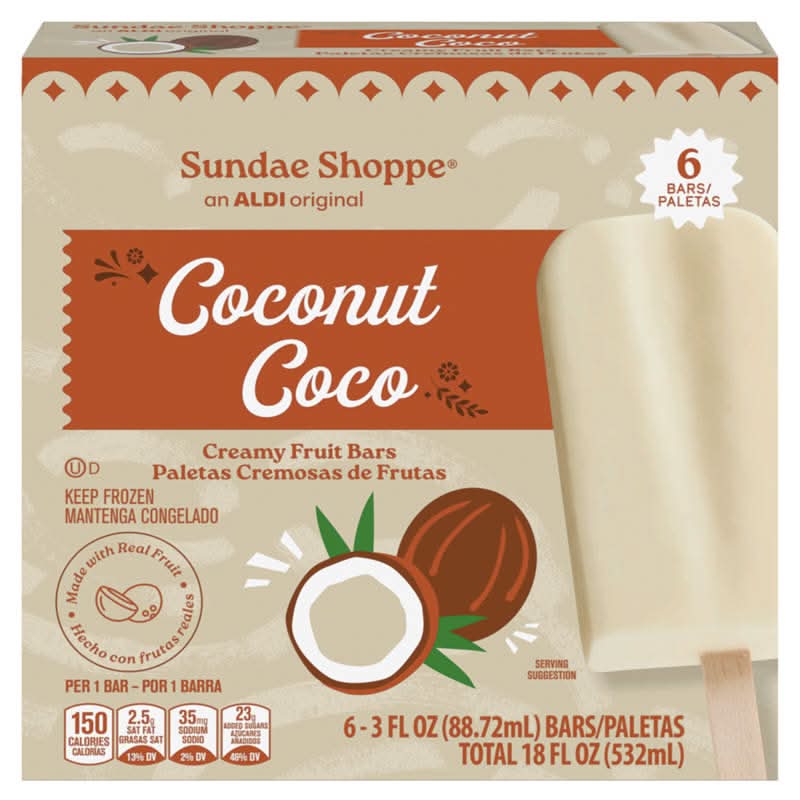 Sundae Shoppe Creamy Fruit Bars, Coconut (6 x 3 fl oz)
