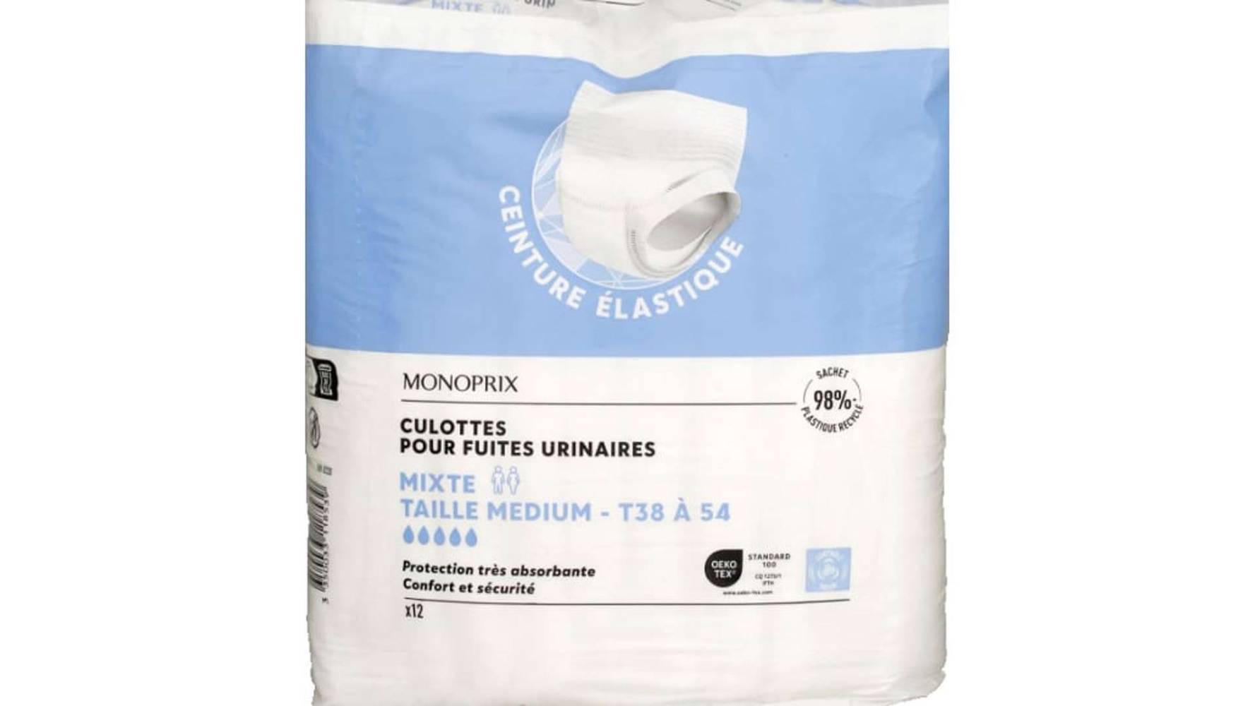 Monoprix - Culottes fuites urinaires mixtes adulte, Médium (12)