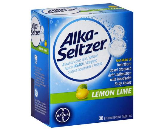 Alka-Seltzer · Effervescent Antacid Aspirin Lemon Lime Tablets (36 tablets)