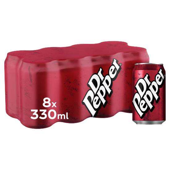 Dr Pepper Soft Drink (8 pack, 330 ml)
