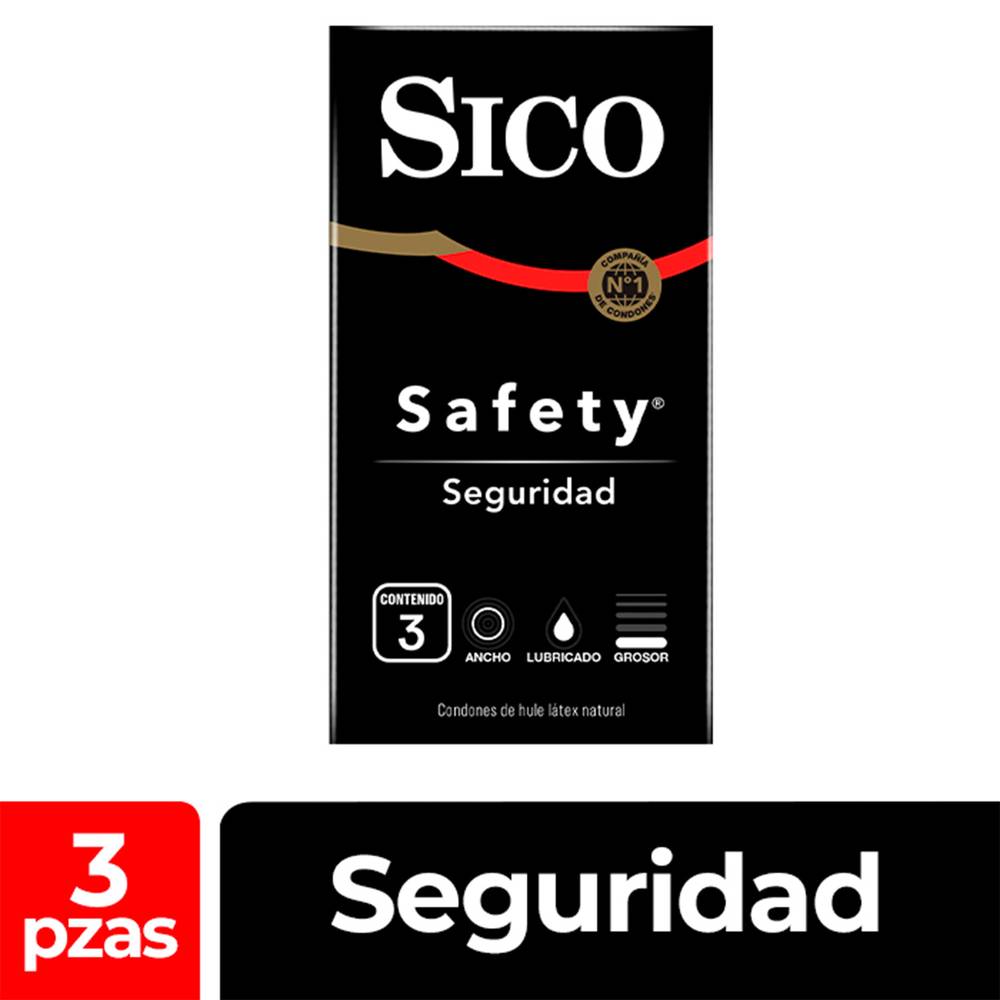 Sico condones de látex safety (caja 3 piezas)