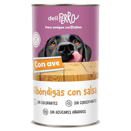 Alimento para Perros Albóndigas con Salsa de Ave deliperro Lata 1.2 Kg