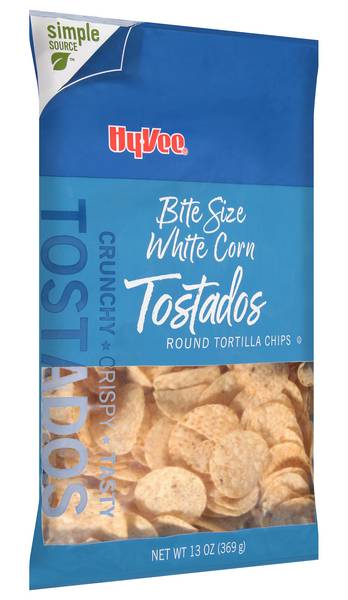 Hy-Vee Bite Size White Corn Tostados Round Tortilla Chips (13 oz)