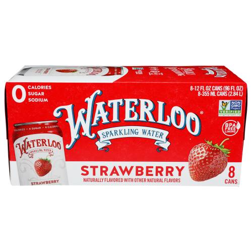 Waterloo Strawberry Sparkling Water 8 Pack Case