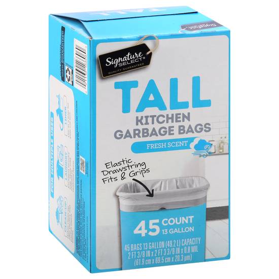 Signature Select 13 Gallon Fresh Scent Tall Kitchen Garbage Bags (45 bags)
