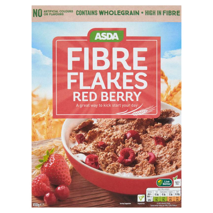 ASDA Fibre Flakes Red Berry (450g)