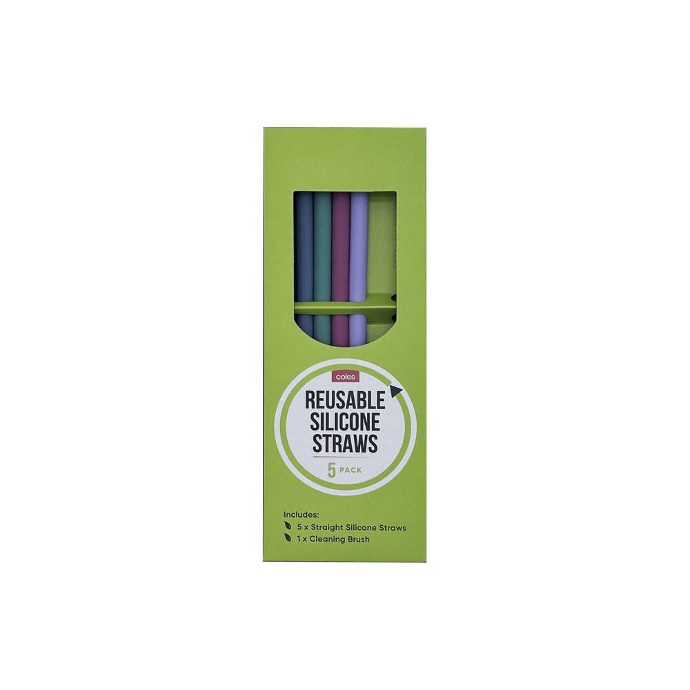 Coles Silicone Straight Straws (5 pack)