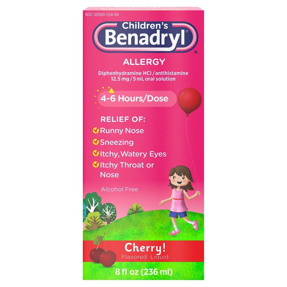 Children's Benadryl Allergy Liquid, Cherry (8 fl oz)