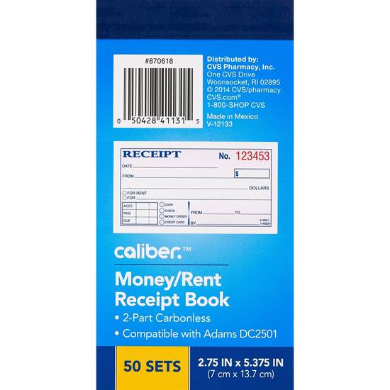 Caliber Money/Rent Receipt Book