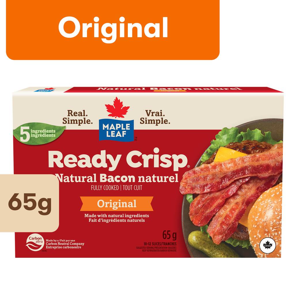 Maple Leaf Ready Crisp Fully Cooked Natural Bacon Slices (65 g)