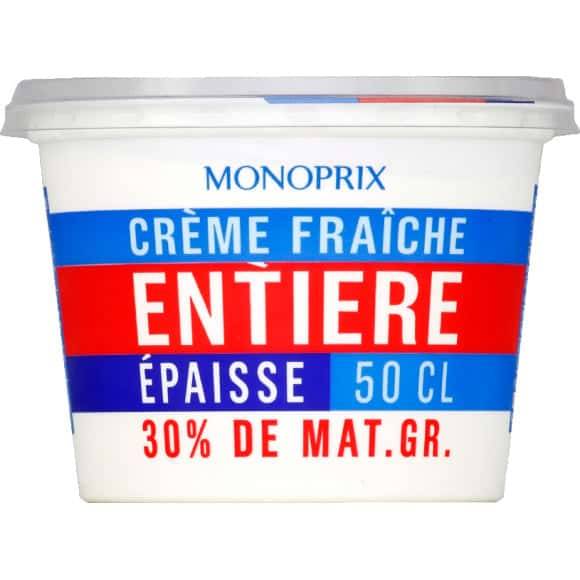 Monoprix Crème Fraîche Entière Épaisse 30% Mg Le Pot De 50Cl