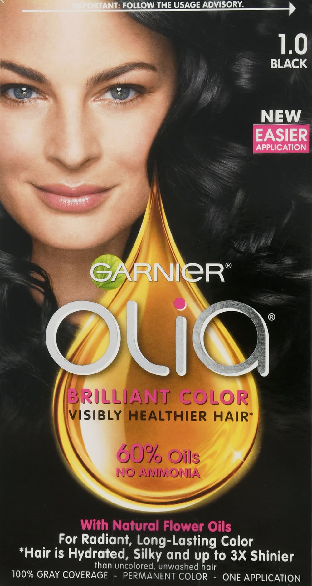 Olia Brilliant Permanent Hair Color, Black 1.0 (8 oz)