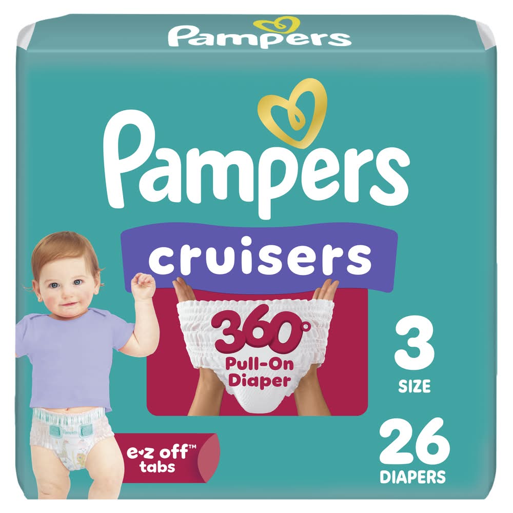 Pampers Leakproof Gap-Free Fit Cruisers 360 Degrees Diapers, Size 3