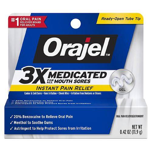 Orajel 3X Medicated For All Mouth Sores Gel - 0.42 oz