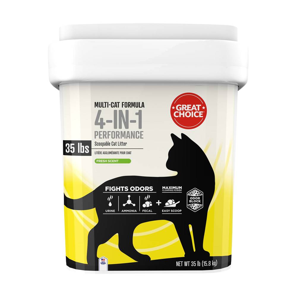 Great Choice® 4-in-1 Performance Clumping Multi-Cat Clay Cat Litter - Scented (Size: 35 Lb)