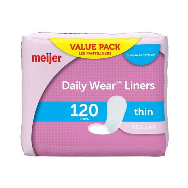 Meijer Thin Pantiliners, Unscented, 120 ct