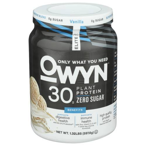 OWYN Elite Pro Plant Zero Sugar Protein Powder, Vanilla (1.32 lbs)