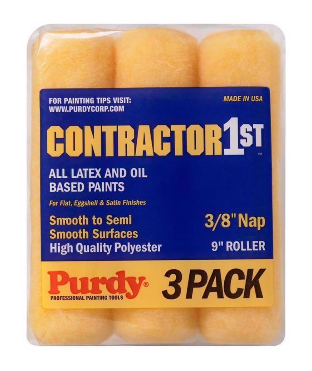 Purdy Contractor 1St Polyester 9 In. W X 3/8 In. Paint Roller Cover 3 Pk