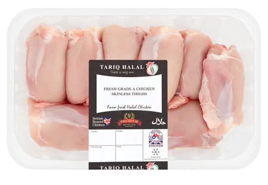Tariq Halal Fresh Grade a Skinless Chicken Thighs (1kg)
