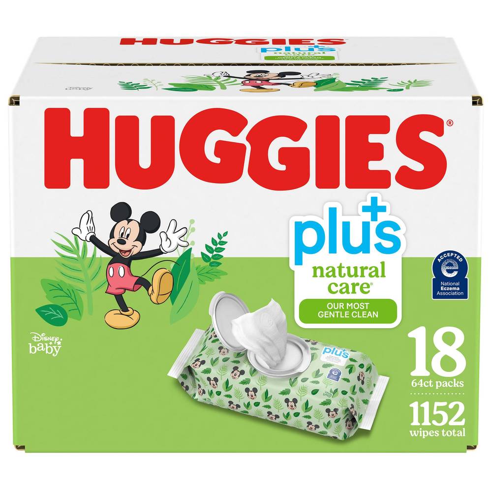 Huggies Natural Care Plus Wipes, 18-Packs