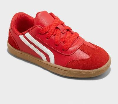 Kids' Boston Court Sneakers - Cat & Jack™ Red 2: Lace Up, Faux Leather, Non Marking Sole