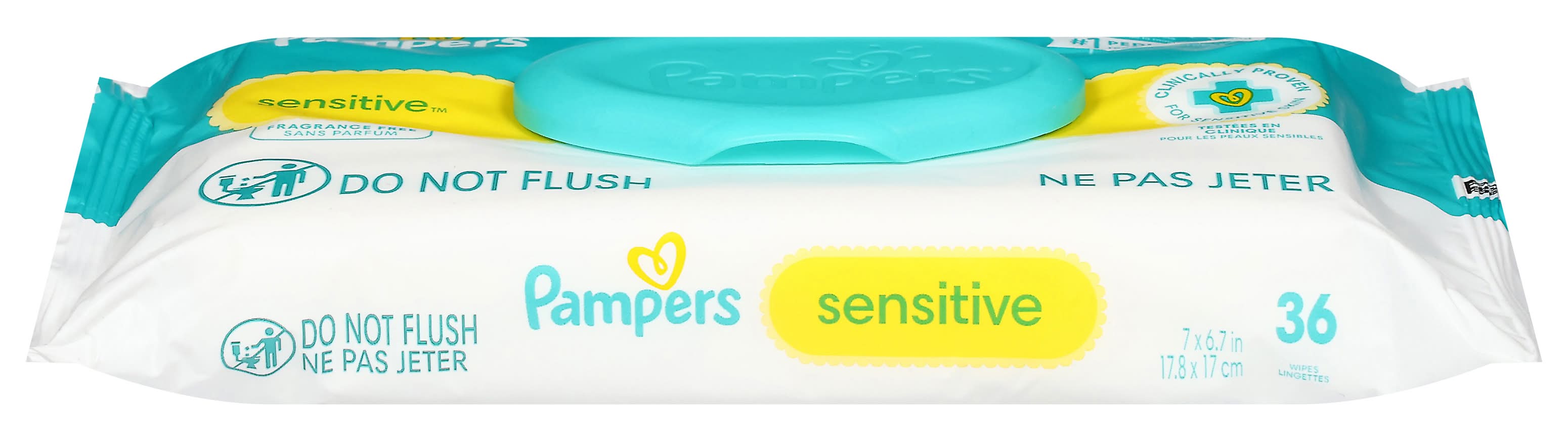Pampers Sensitive Wipes, 7 in x 6.7 in (36 ct)