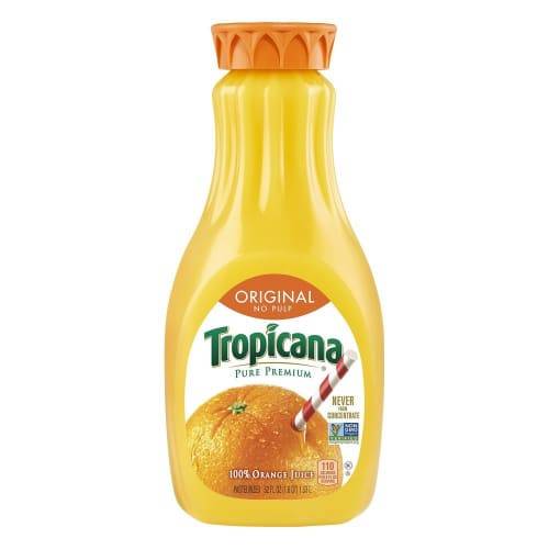 Tropicana 100% Juice Original Orange No Pulp (52 oz)