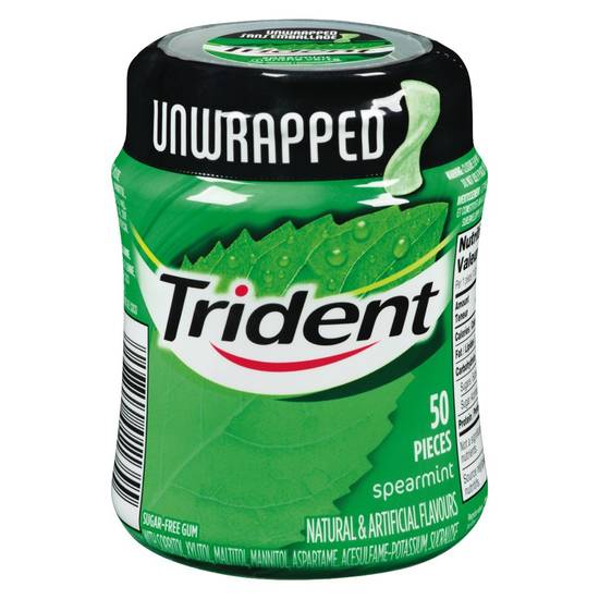 Trident Unwrapped Spearmint Sugar Free Gum (50 units)