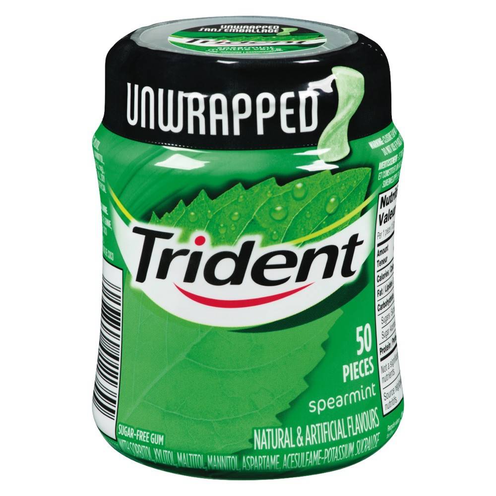 Trident Unwrapped Spearmint Sugar Free Gum (50 g)