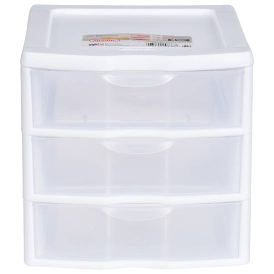 Sterilite, Small 3 Drawer Unit, White, Clear Drawers
