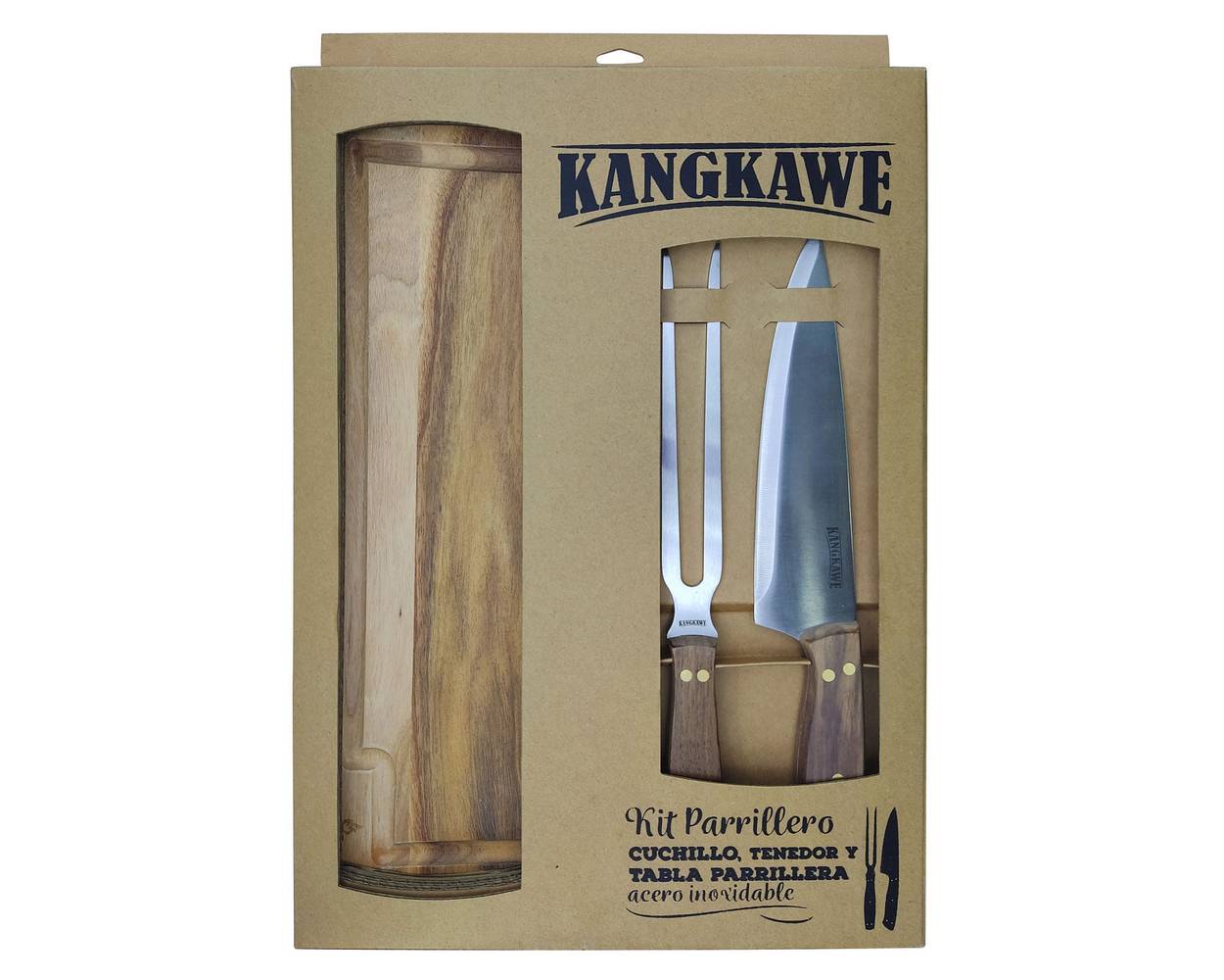 Kangkawe set parrillero tabla cuchillo y tenedor