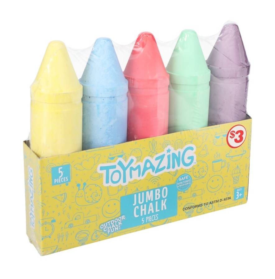 Toymazing Jumbo Chalk, Assorted (5 ct)