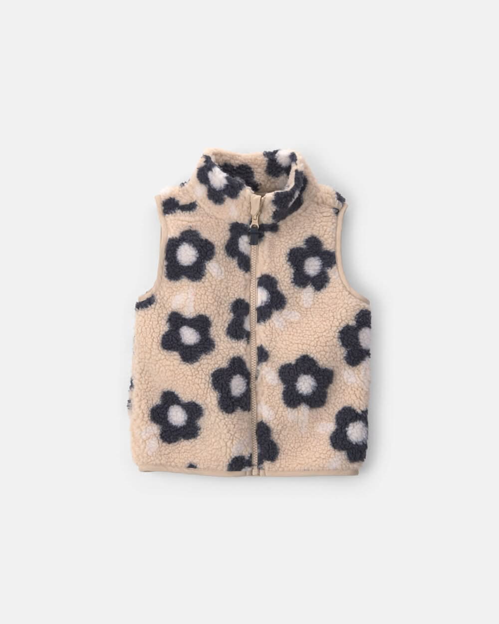 Toddler Girl Floral Teddy Fleece Vest - Brown/Black - 3T