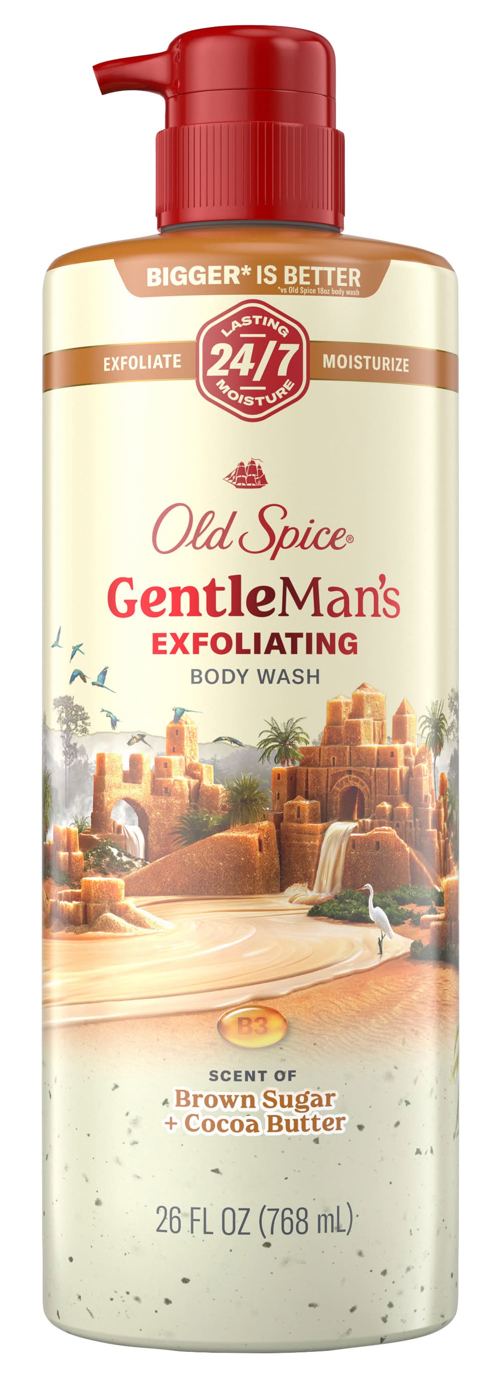 Old Spice Exfoliating Body Wash, Brown Sugar-Cocoa Butter, Men (26 fl oz)